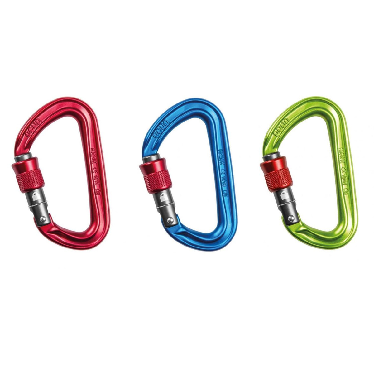 Ocun HAWK screw 3-pack Red, Blue, Green box